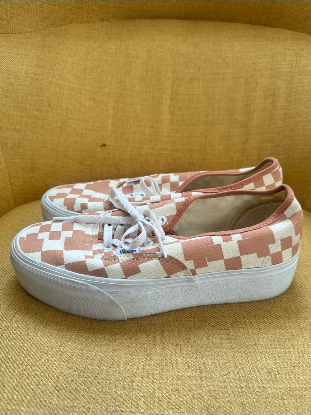 Vans Platform Checkerboard Low-Top Sneakers - light brown/White